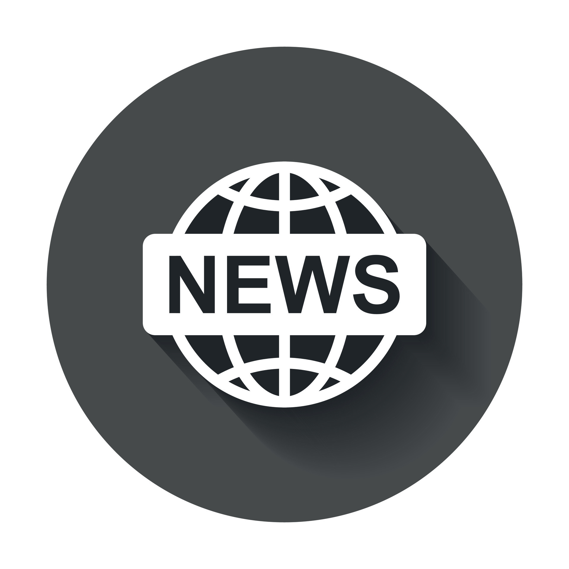world-news-flat-icon-news-symbol-logo-illustration-on-black-round-background-with-long-shadow-vector